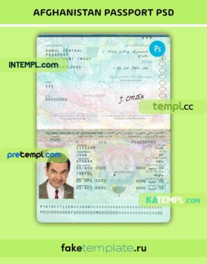 Afghanistan passport fully editable sample download