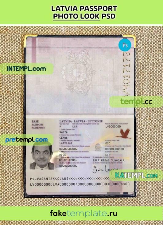 Latvia passport PSD download scan and photo look templates, 2007 - 2015