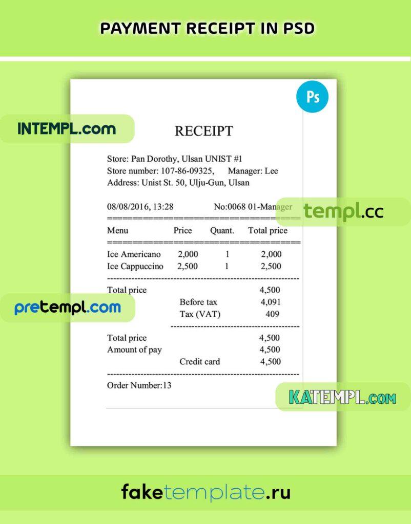 Paypoint T Receipt Example Receipt example PSD download template