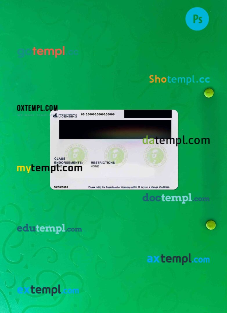 Washington Driving Abstract USA Washington driving license PSD files, scan look and photographed ...