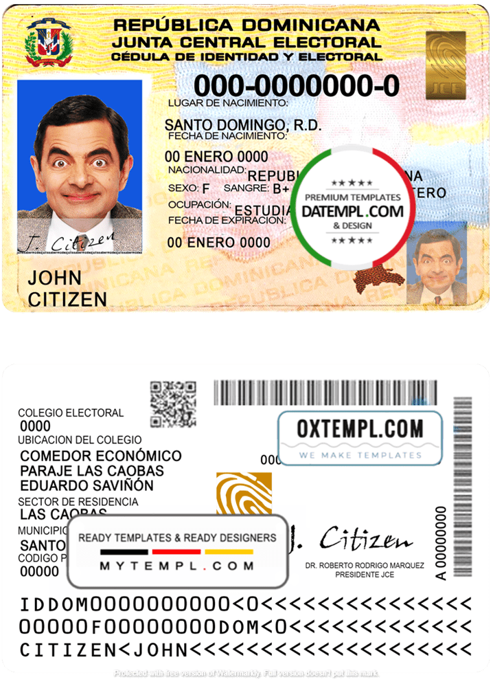 Dominicann Republic ID example in PSD format