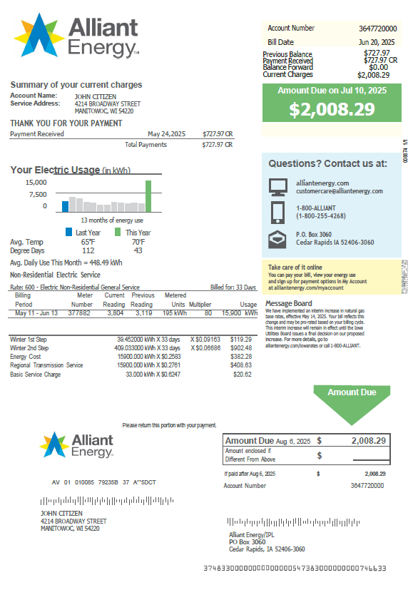 Australia Alinta Energy utility bill template in Word and PDF formats, version 3