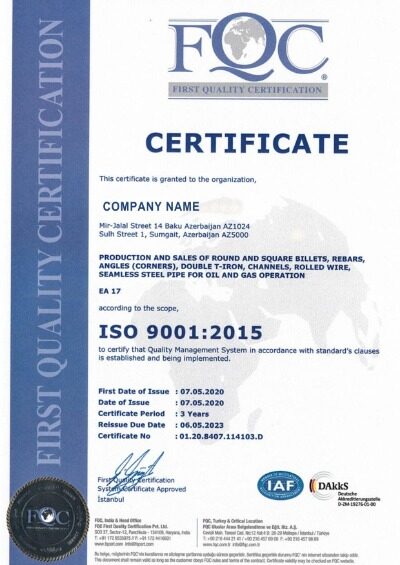 Azerbaijan Certificate of Registration PSD template