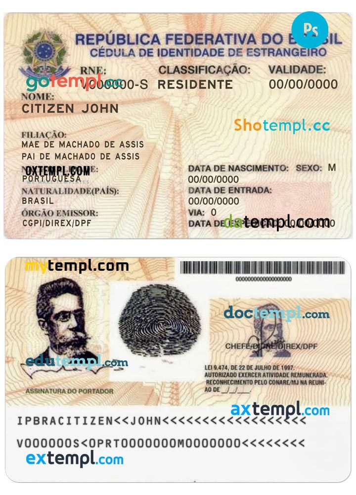 Brasil residence permit PSD example, with fonts