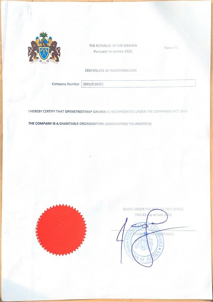 Gambia certificate of incorporation PSD template