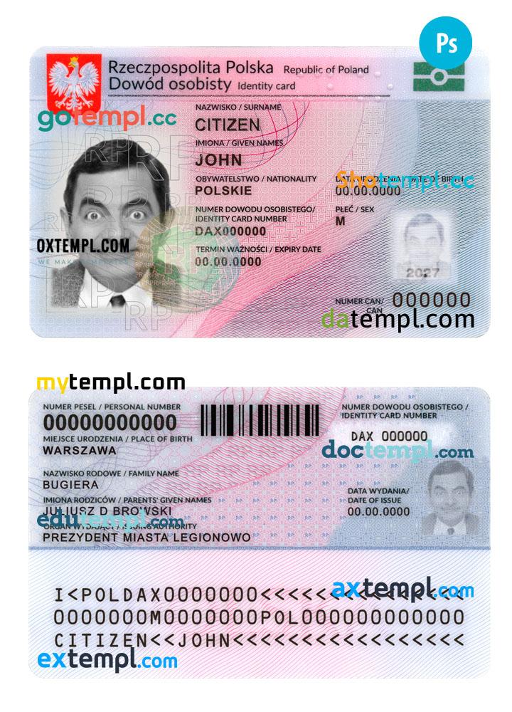 Poland ID template in PSD format, fully editable, 2019-present, version 2