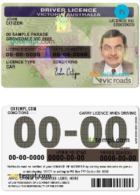 Australian Victoria state driver license download example in PSD format, fully editable, with all fonts