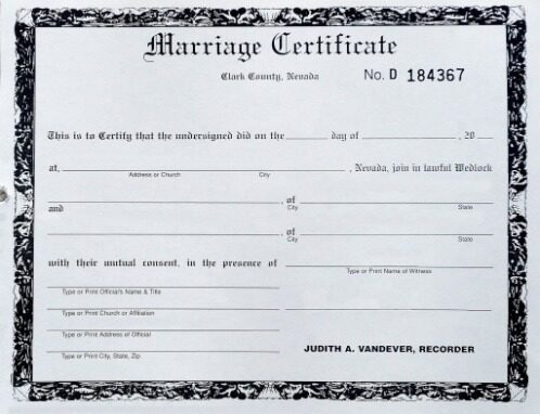 USA Clark county of Nevada marriage certificate template in PSD format