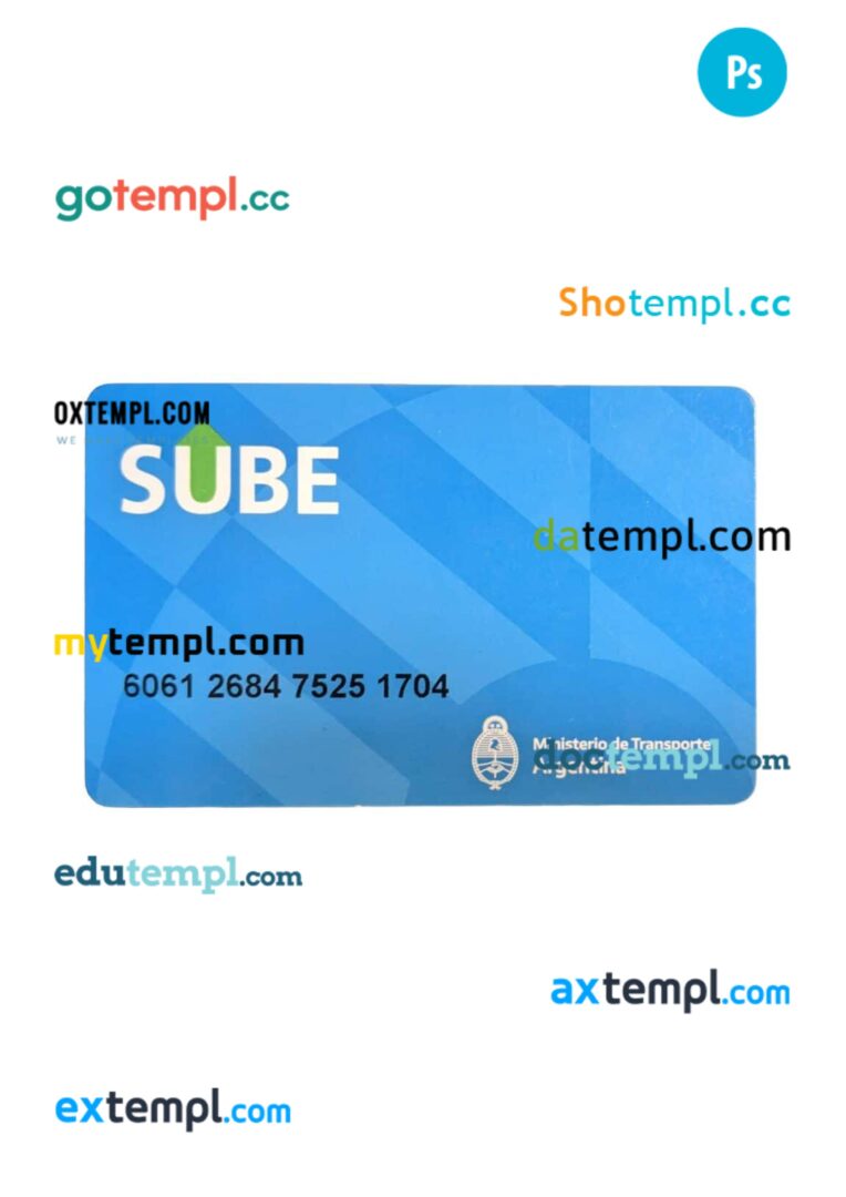 Argentina trnasport card PSD template