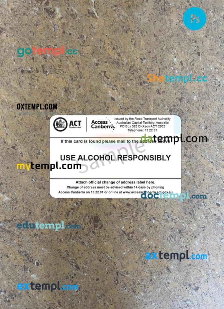 Australia Capital Territory proof of ID card PSD files, scan and photo taken image, 2 in 1 - Image 2