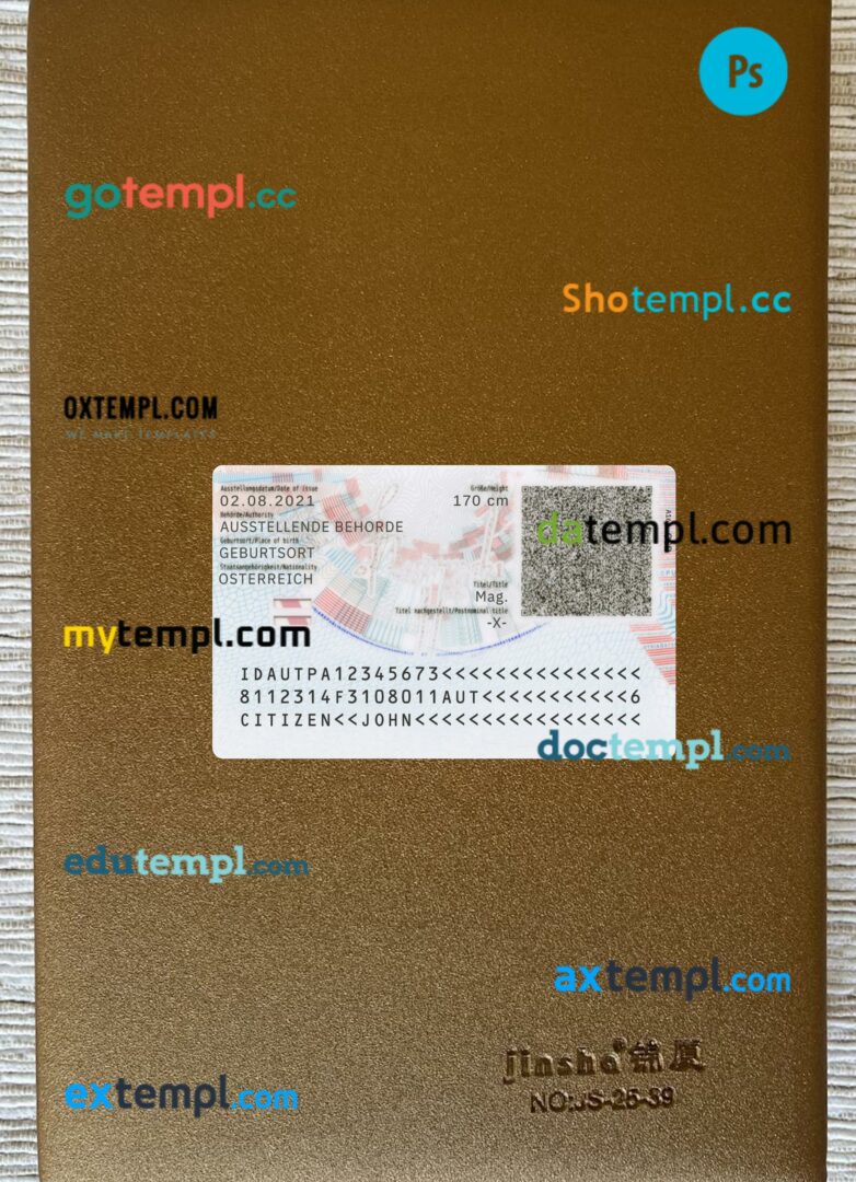 Austria ID editable PSD files, scan look and photo-realistic look, 2 in 1, 2021-present - Image 2