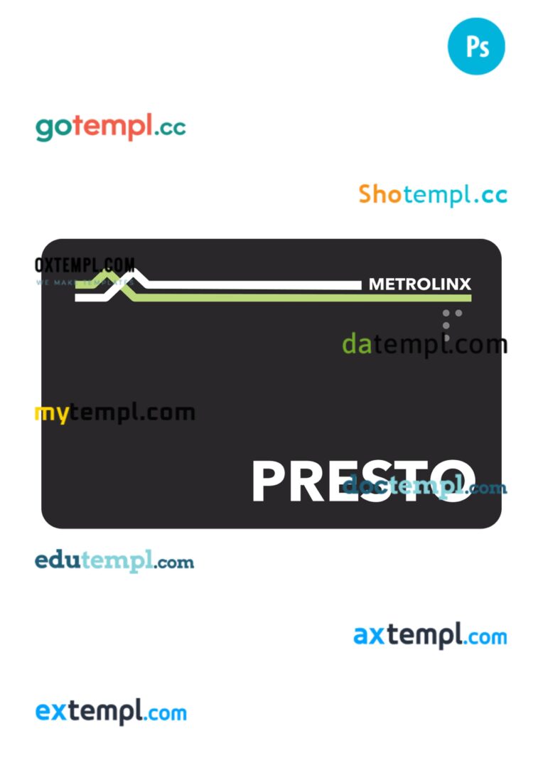 Canada Ontario transport card PSD template