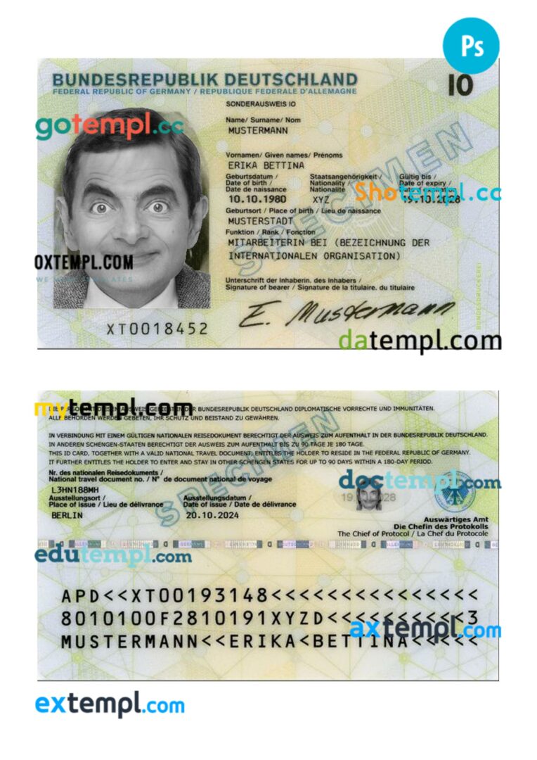 Germany special ID card PSD template, 2024-present
