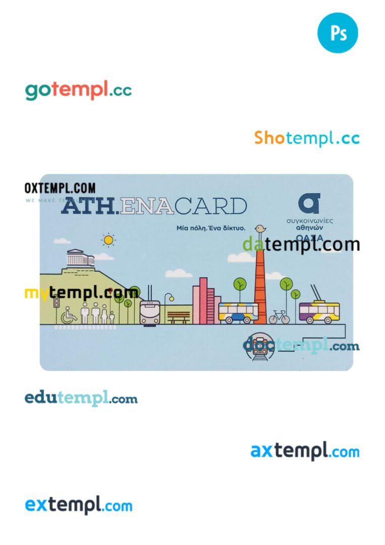 Greece transport card PSD template