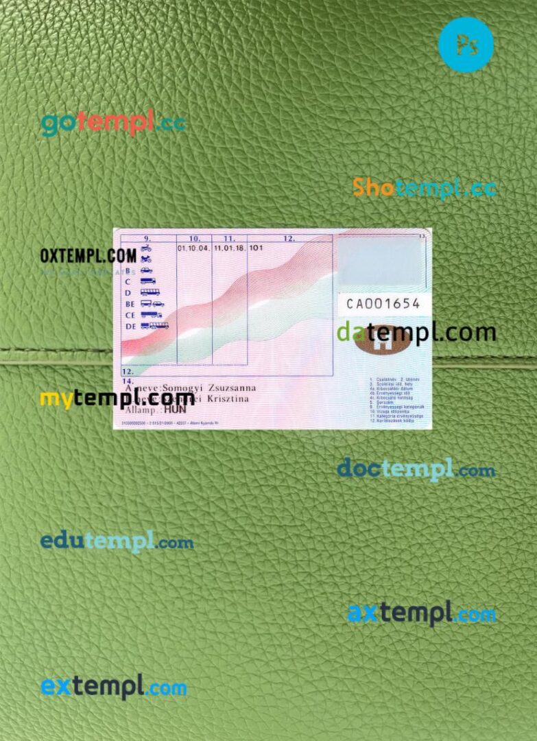 Hungary driving license PSD files, scan look and photographed image, 2 in 1, version 3 - Image 2