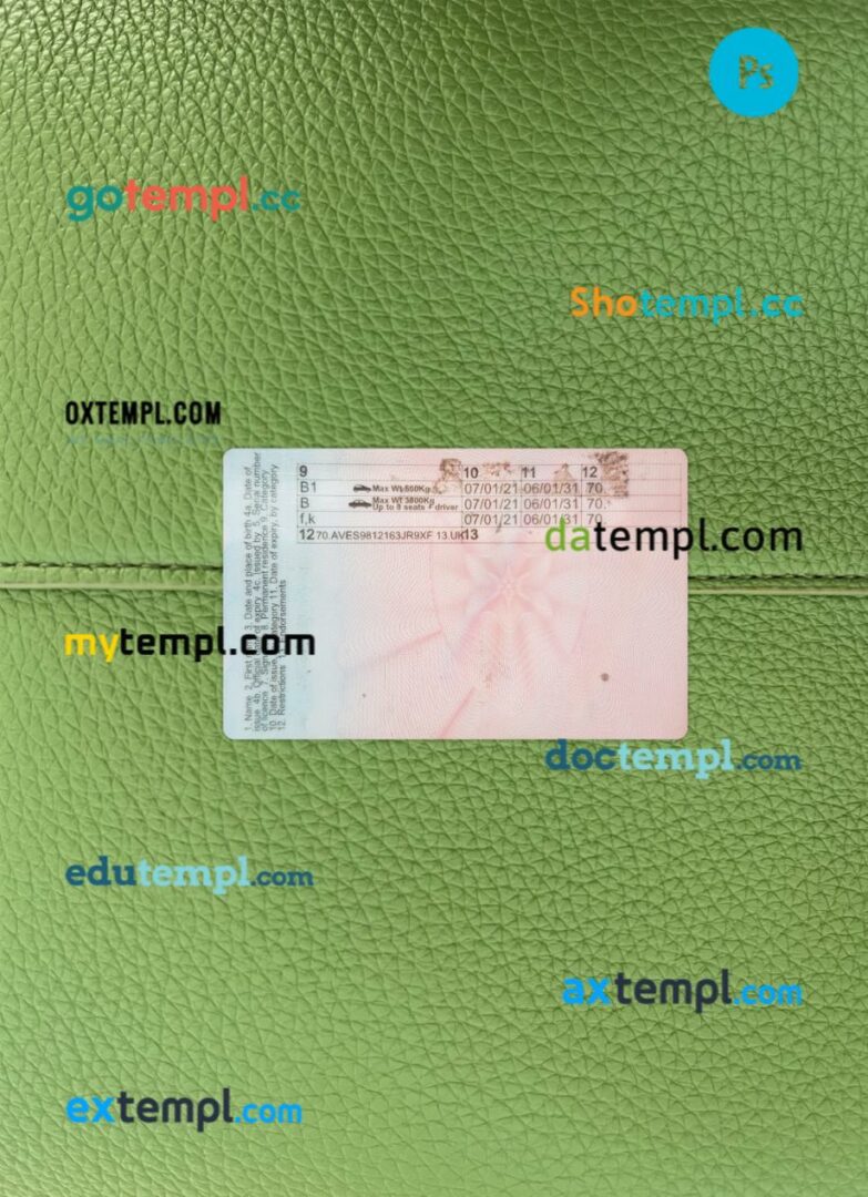 Jersey driving license PSD files, scan look and photographed image, 2 in 1 - Image 2