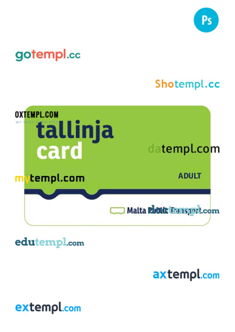 Malta transport card PSD template