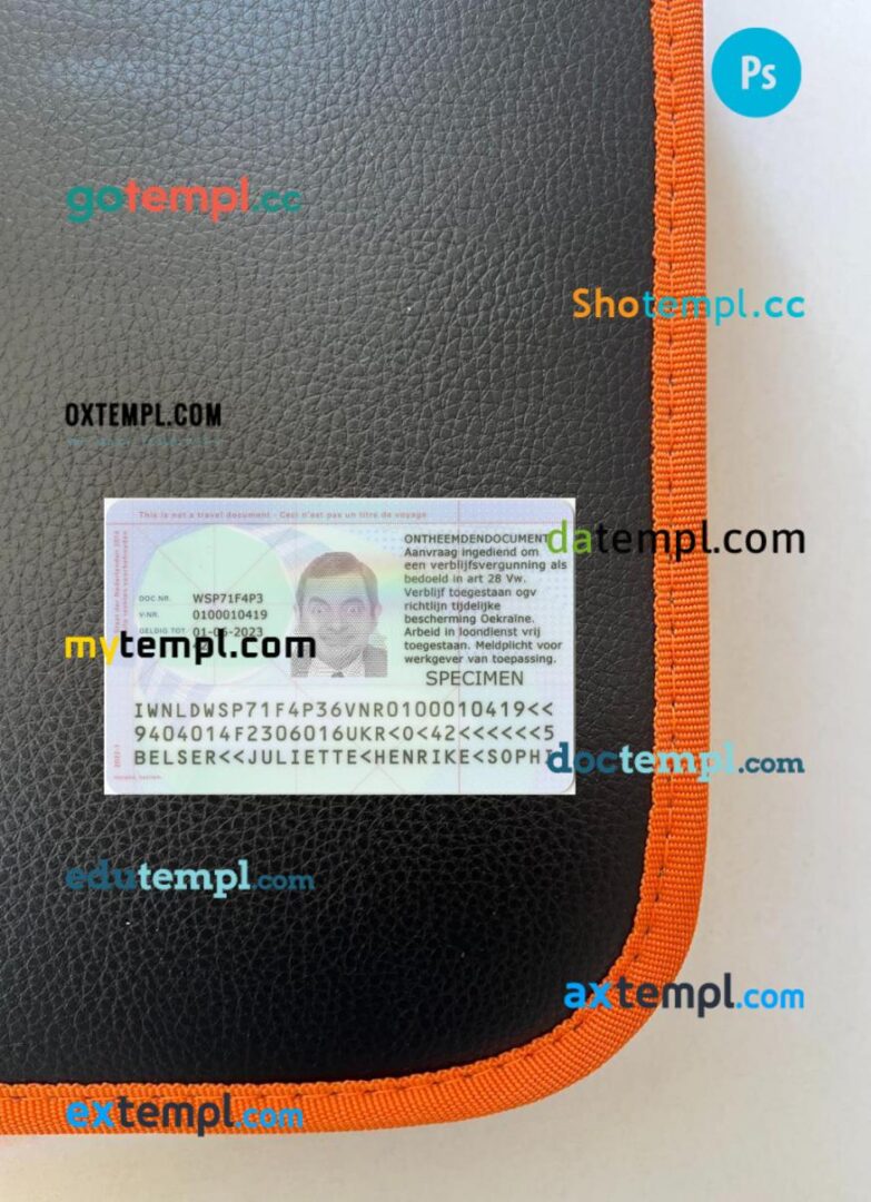Netherlands immigration and residence ID card PSD files, scan look and photo-realistic look, 2 in 1 - Image 2