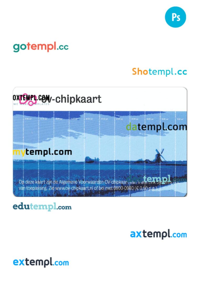 Netherlands transport card PSD template
