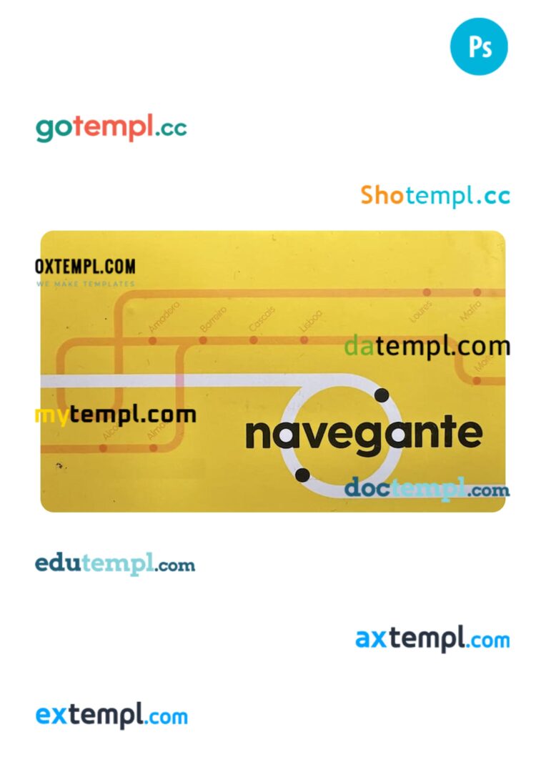Portugal transport card PSD template