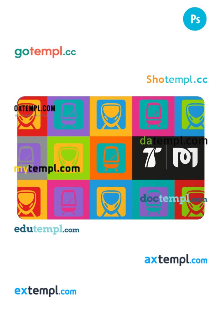 Qatar metro card PSD template