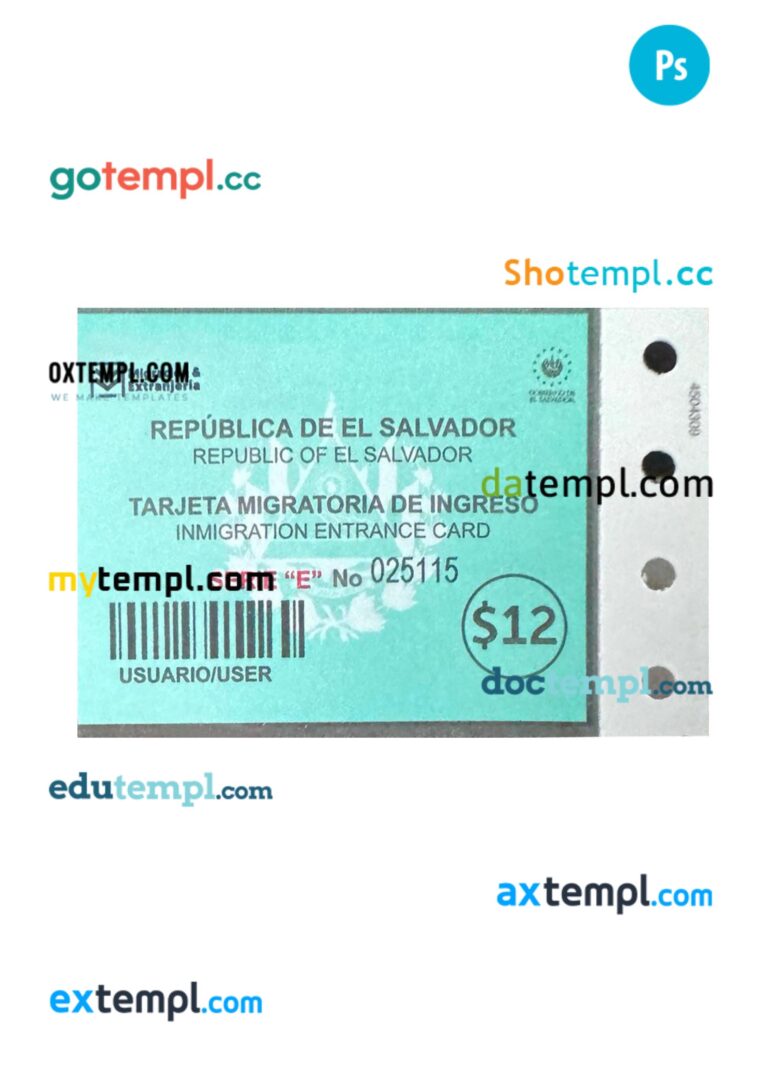 Salvador transport card PSD template