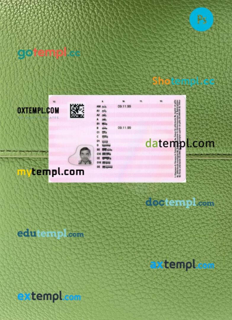 Sweden driving license PSD files, scan look and photographed image, 2 in 1, 2016-present - Image 2