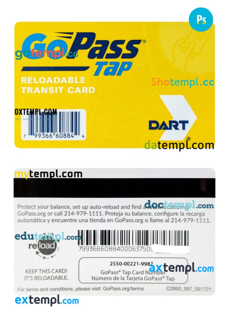 USA Texas transport card PSD template